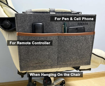 Bedside Caddy, Felt Bedside Storage Organizer, Hanging Storage Bag, Chair Organizer Caddy, Remote, Magazine, Drink Bottle Holder for Hospital, Dorm Bed, Baby Stuff, Office (Light Grey Small)