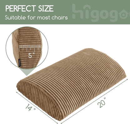 HIGOGOGO Lumbar Support Pillow for Recliner Chair/Accent Chair/Couch, Memory Foam Back Support Cushion for Elderly, Recliner Cushions for Back Rest, Pain Relief, Reading, Washable Cover, Brown