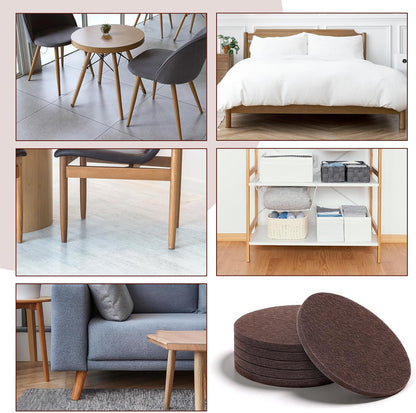 16 PCS 3" Round Felt Furniture Pads, Self-Adhesive Floor Protectors for Chair Legs 5mm Thick Non Slip Furniture Pads for Hardwood Floors Tables Feet Sofas Brown