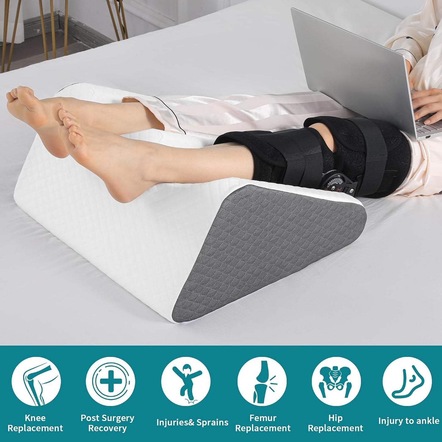 BALAPET Leg Elevation Pillows for After Surgery, 8.7'' Foam Leg Support and Elevation Knee Pillow, Knee Replacement Recovery Aids for Relieves Hip, Knee Pain and Improves Blood Circulation