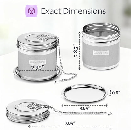 Stainless Steel Tea Infuser for Loose Leaf Tea, Small (1.5” Diameter x 2.2” Height) – Extra Fine Mesh Strainer with Chain Hook & Lid, Reusable Tea Steeper for Mugs, Cups & Teapots