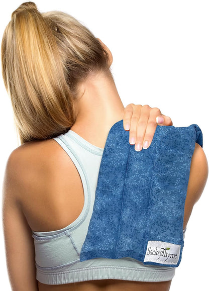 SacksyThyme Microwave Heating Pad for Cramps, Back, Neck, Shoulders, Leg Pain - Reusable Heat Pack, Hot Moist Microwavable Therapy Pack - Unscented Flaxseed Hot Compress Made in USA (Size: 12" x 7")