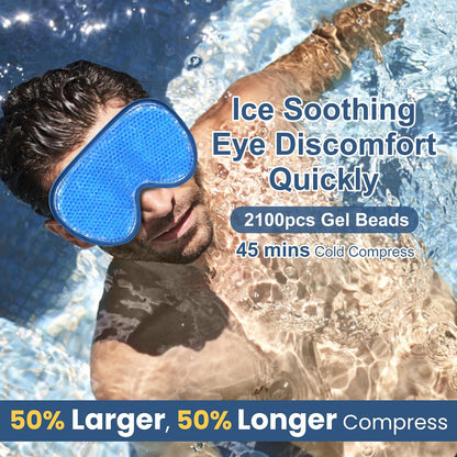 BeeVines Cooling Eye Mask, XL Jumbo Size Freezer Gel Eye Masks (2 Pack)