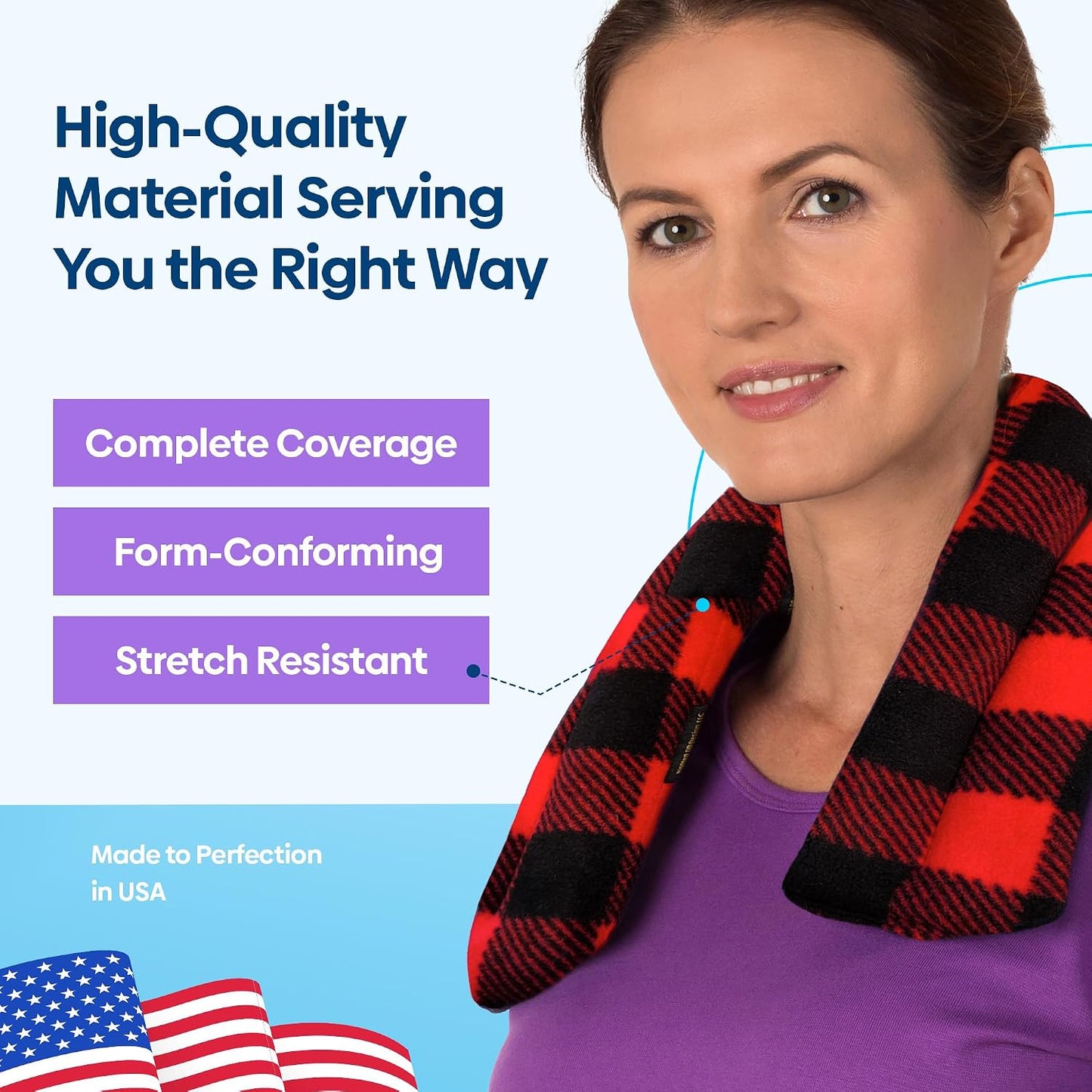 SunnyBay Microwavable Heating Pad for Neck and Shoulder, Heated Neck Wrap, Microwave Heat Pad, Weighted Beanbag Moist Hot or Cold Compress, 2.2 lbs, 26x4 Inches, Buffalo
