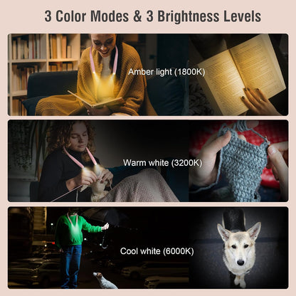 LED Neck Book Light Reading Lamp USB Rechargeable, Lighter Weight,Hands Free, Each 3 Colors with 3 Brightness, 80-hr Lasting Rechargeable Lamp,Perfect for Reading in Bed(Chesse Yellow).