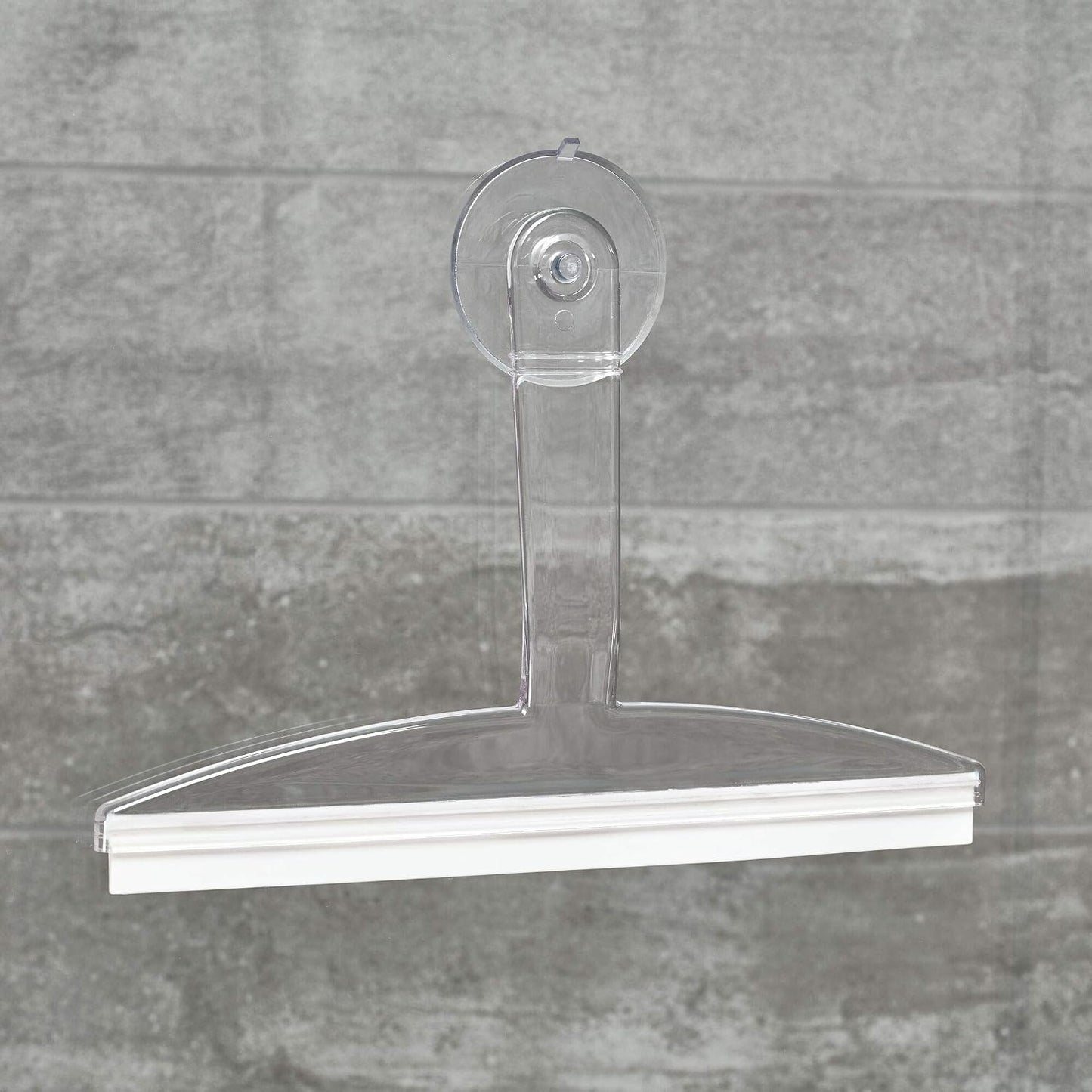 iDesign 22300 Plastic Plastic Suction Squeegee with Storage Hook Shower, Window, and Mirror Accessory for Master, Guest, Kids' Bathroom Cleaning, 12" x 10", Clear | Shower, Window, and Mirror Accessory, For Master, Guest, Kids' Bathroom Cleaning