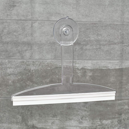 iDesign 22300 Plastic Plastic Suction Squeegee with Storage Hook Shower, Window, and Mirror Accessory for Master, Guest, Kids' Bathroom Cleaning, 12" x 10", Clear | Shower, Window, and Mirror Accessory, For Master, Guest, Kids' Bathroom Cleaning