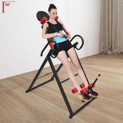 Inversion Table for Back Pain Relief, 330.7lbs Capacity Heavy Duty Inversion Teeter Table with Adjustable Safety Belt & Headrest, Home Back Stretcher Decompression Equipment