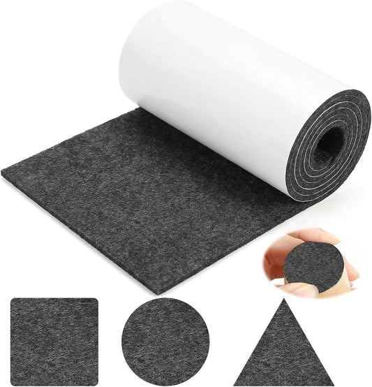 Felt Furniture Pads, 40x5 inch Self Adhesive Felt Tape, Cuttable Heavy Duty Felts Strip Roll for Protecting Hardwood Floors No Scratches