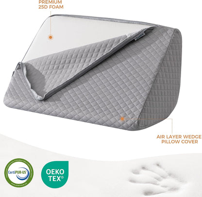 Knee Wedge Pillow for Post-Surgery Recovery-Leg Elevation Support for Sleep Position, Alleviating Lower Back & Hip Pain Enhancing Circulation in Ankles Legs Triangle Pillow with Removable Cover