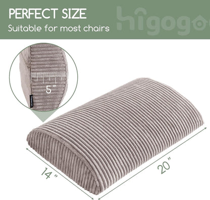 HIGOGOGO Lumbar Support Pillow for Recliner Chair/Accent Chair/Couch, Memory Foam Back Support Cushion for Elderly, Recliner Cushions for Back Rest, Pain Relief, Reading, Washable Cover, Brown