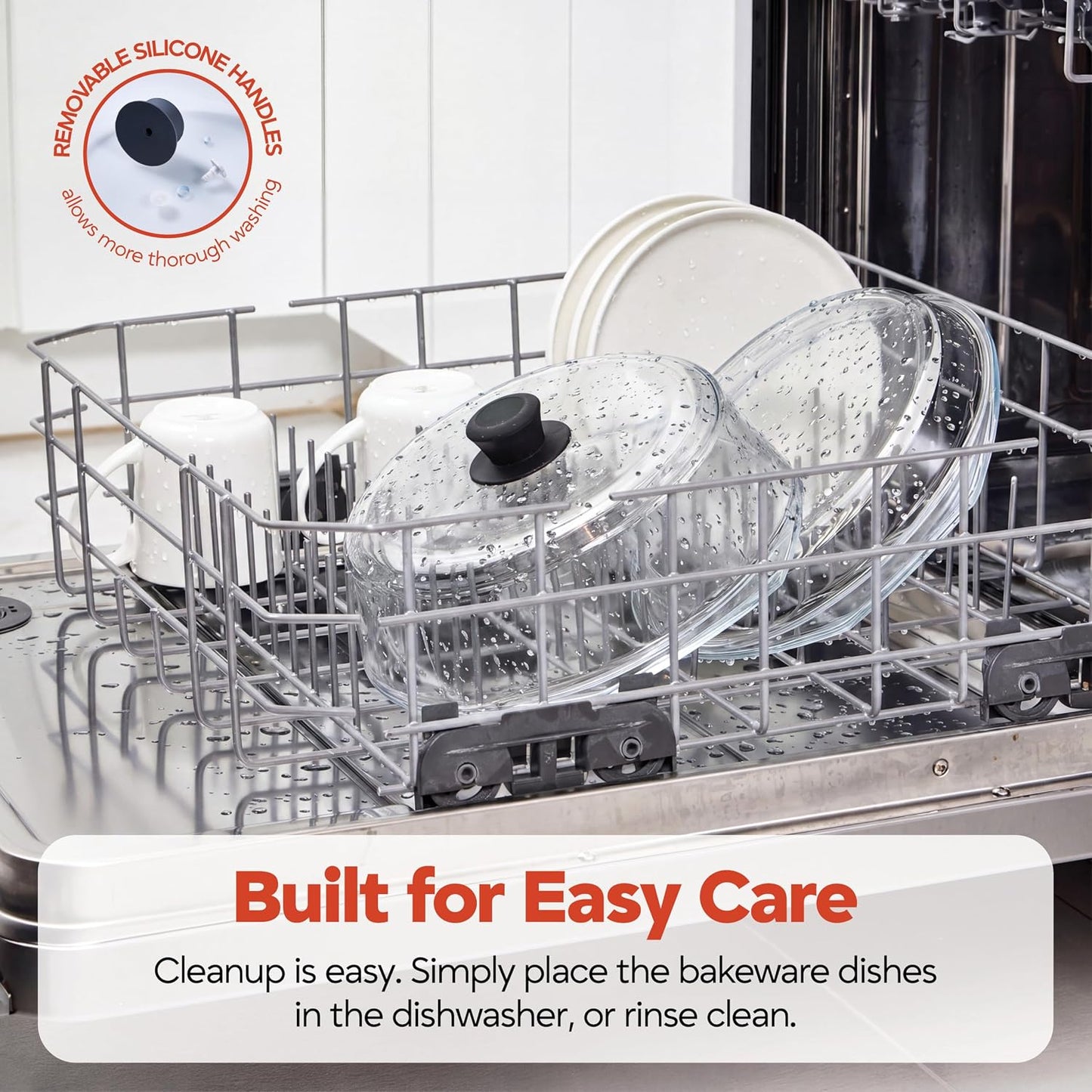 Bezrat Glass Microwave Cover with Silicone Knob and Handles, Splatter Guard Lid, BPA Free, Dishwasher Safe (Black)