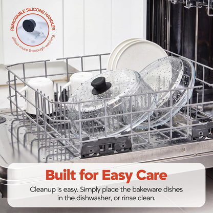 Bezrat Glass Microwave Cover with Silicone Knob and Handles, Splatter Guard Lid, BPA Free, Dishwasher Safe (Black)
