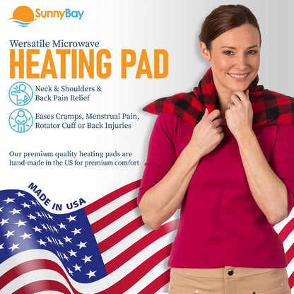 SunnyBay Extra Large Microwave Heating Pad, Microwavable Heavy Weighted Full Body Moist Hot Pack and Washable Fleece Cover, 10x24 Inches, 2.8 lbs, Navy Blue