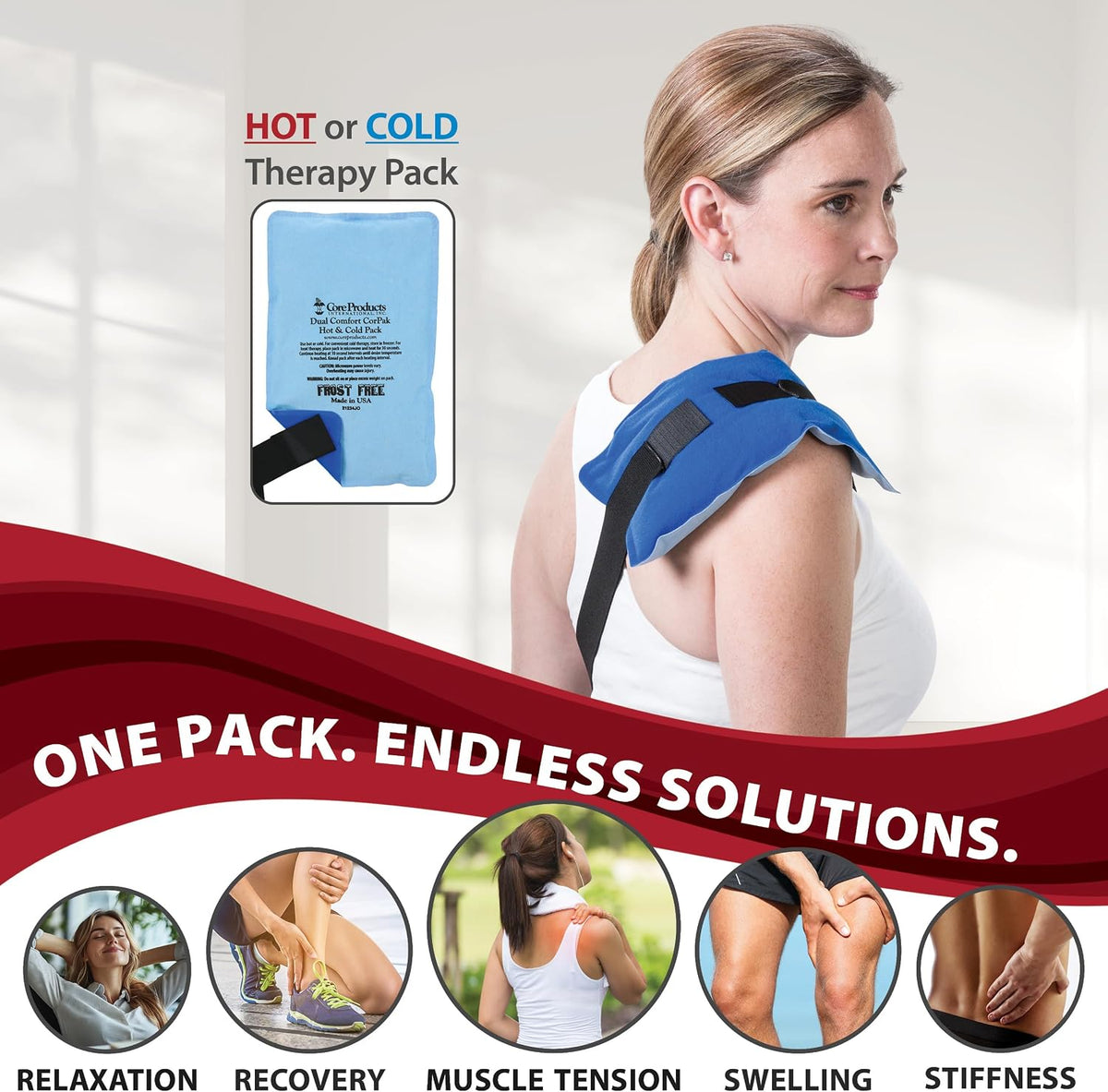 Reusable Hot & Cold Therapy Pack for Knee, Back, Shoulder & Ankle Pain (Cervical - 6 x 20 inch)