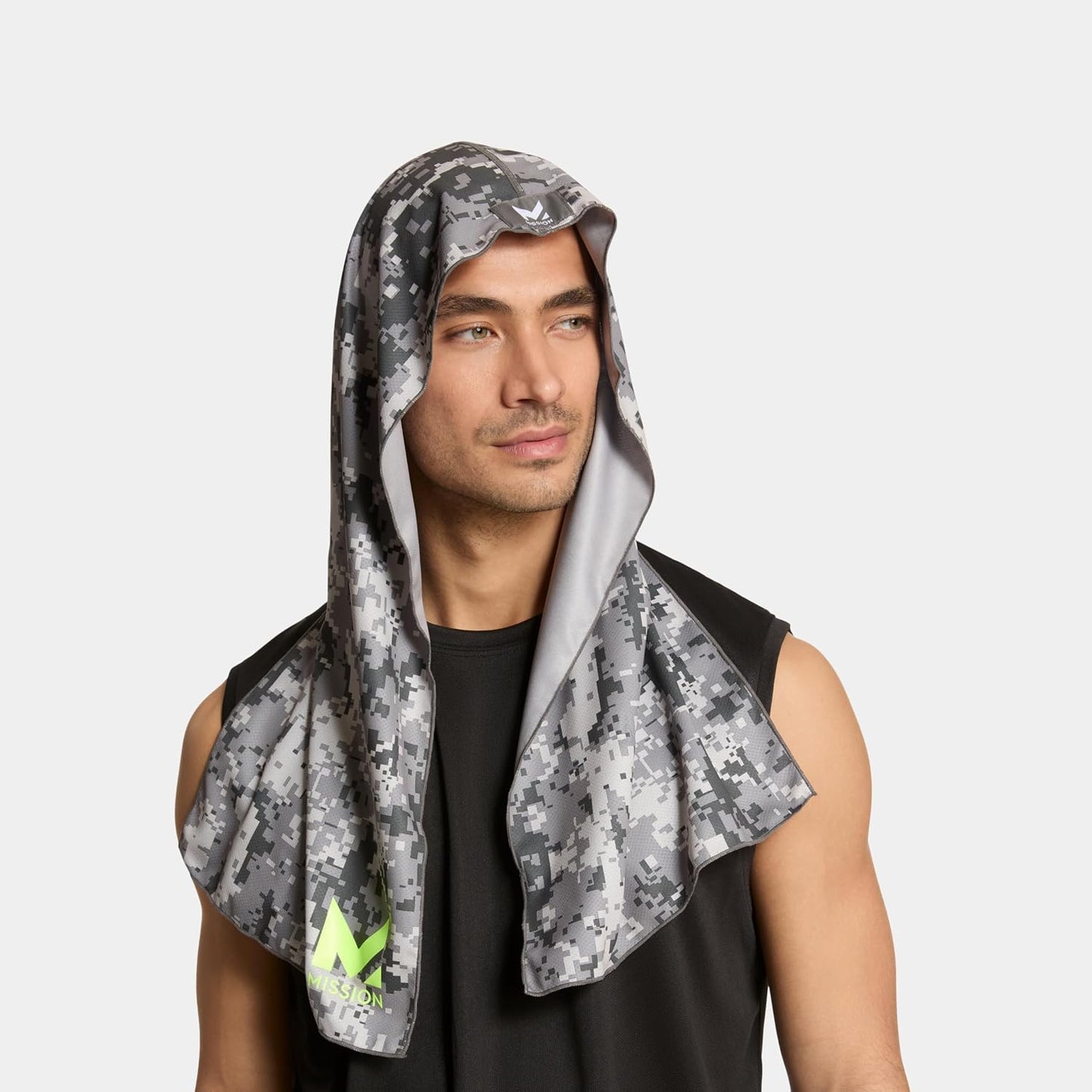 MISSION Cooling Hoodie Towel, Evaporative Cool Technology, Cools Instantly When Wet, UPF 50 Sun Protection, Contours Your Head to Stay in Place, Great for Sports, Fitness, Gym