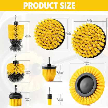 18 Pack Drill Brush Attachment Set, Power Cleaning Scrub Brushes for Drill, Extend Long Attachment, All Purpose for Car Detailing, Bathroom, Carpet, Tile Grout, Sinks, Corners