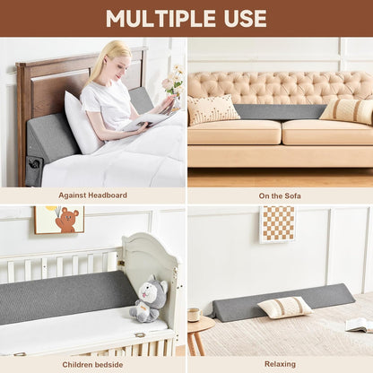 IFNOW Queen Size(60"x6"x10") Bed Wedge Pillow for Headboard, Mattress Gap Filler(0-8"), Bed Wedge for Gap Between Your Headboard and Mattress Dark Grey | High-Density Foam,Fills 0-8"Mattress Gap,Prevents Pillow & Items Falling,Works with Headboard or