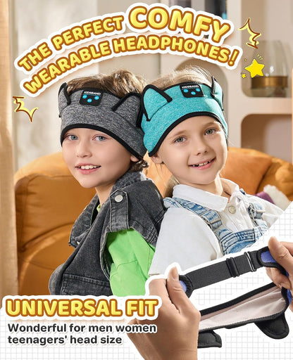 KIDSBAND Kids Bluetooth Headphones, Sleep Headband [Wireless & Wired Playback 2in1] Foldable Headphones for School/Travel/Tablet/Sleep