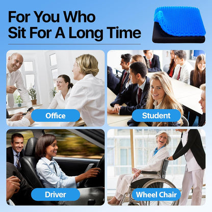 OMCOZY Gel Seat Cushion, Cooling Cushion (Super Large & Thick), Breathable Honeycomb Design Absorbs Pressure Points Seat Cushion, Gel Cushion for Office Chair, Home Car seat Cushion for Wheelchair