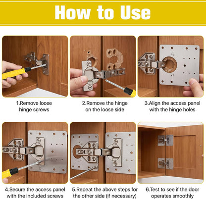 20 Pcs Stainless Steel Cabinet Hinge Repair Plate, 90x90mm Door Hinge Mounting Plate with 120 Screws and 1 Screwdriver, Hinges Repair Fixing Plates for Kitchen Cupboard Doors & Furniture