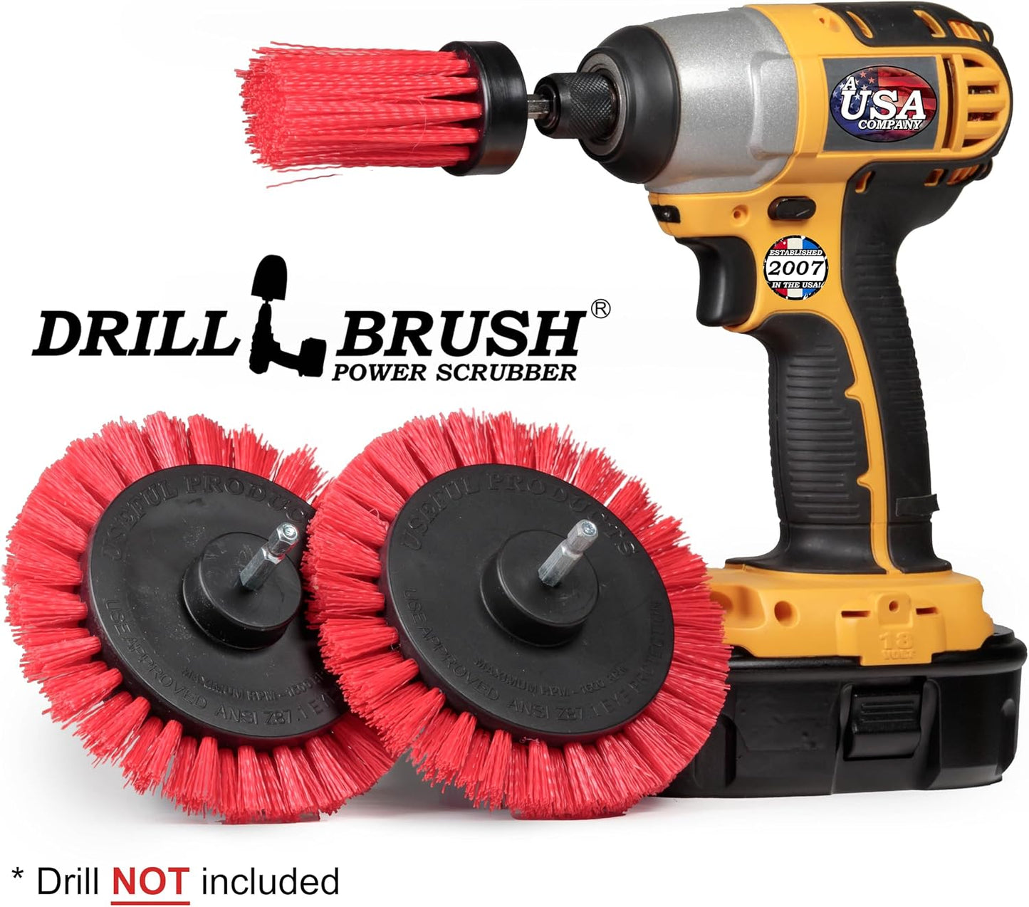 Tile and Grout Cleaning Drill Brush Set - Bathroom Scrub Brush for Drill | 3 pack Drill Brush Power Scrubber Cleaning Brush Yellow Medium Stiffness - Shower Floor Scrub Brush for Drill - Crevice Brush