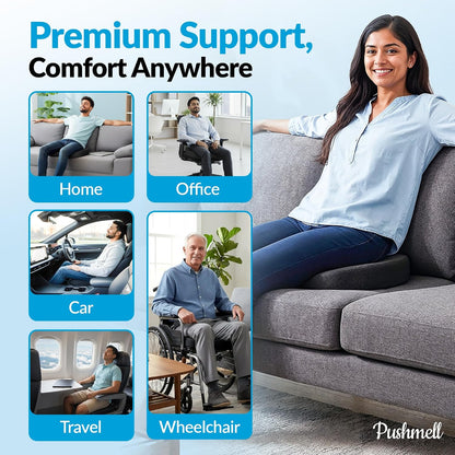 Premium Memory Foam Gel Seat Cushion for Tailbone, Coccyx, Back & Sciatica Pain Relief – Fits 17.5” x 14” Seats, Ergonomic Office & Desk Chair Cushions for Home, Car – Includes Bonus Extra Cover