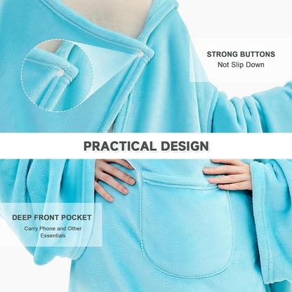 IFNOW Fleece Wearable Blanket with Sleeves, Oversized Snuggle Robe