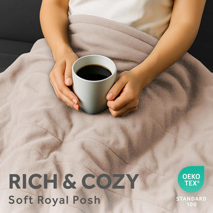 Sunbeam Royal Posh Dove Grey Heated Personal Throw / Blanket, Cozy-Warm, Adjustable Heat Settings