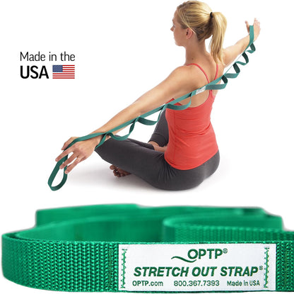 OPTP The Original Stretch Out Strap with Exercise Poster, USA Made Top Choice Stretch Out Straps for Physical Therapy, Yoga Stretching Strap or Knee Therapy Strap