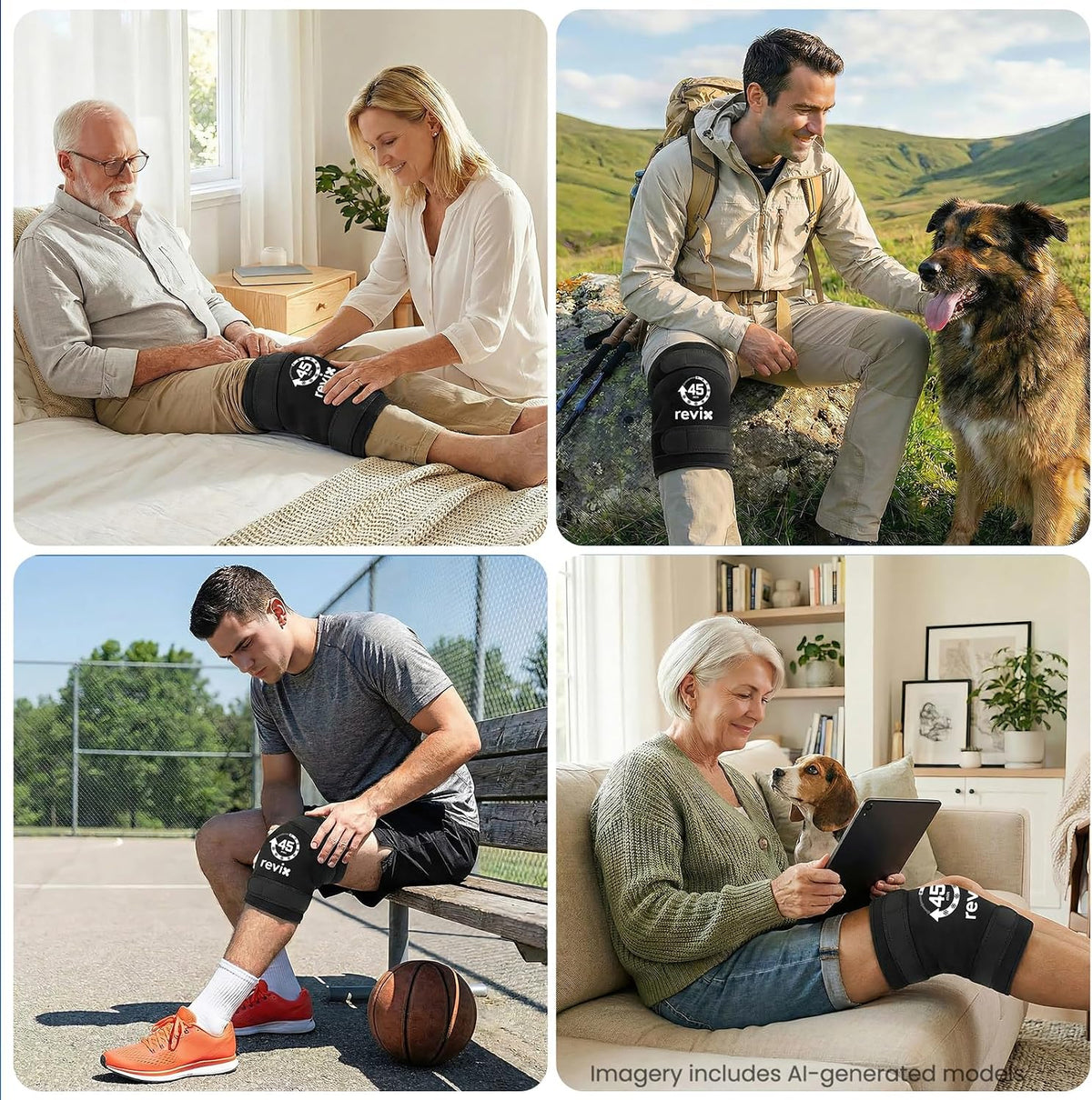 REVIX XXXL Knee Ice Pack Wrap for Meniscus & ACL, 45-Min Cold, 20"×10.7"