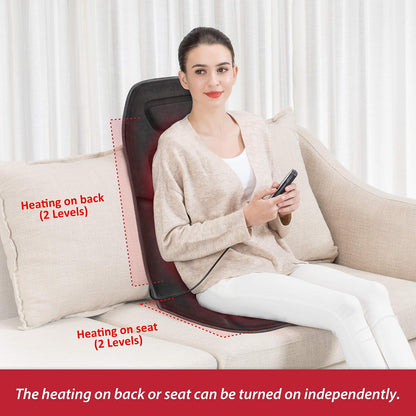 COMFIER Back Massager with Heat, Vibration Massage Seat Cushion with 8 Massage Nodes & 5 Modes, Adjustable Chair Massager Pad for Home Office, Heated Chair Pad, Gifts for Women Men Mom Dad