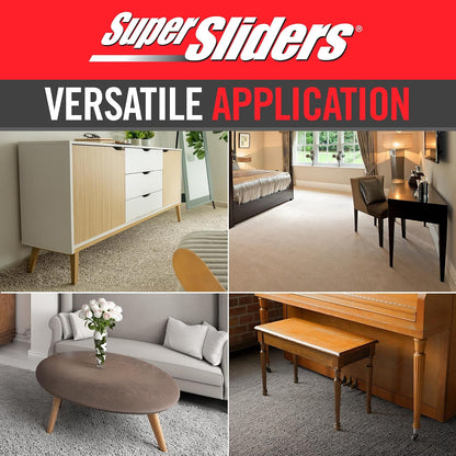 Super Sliders 2-1/2" Round Reusable Furniture Sliders for Carpet, Anti-Slip Protective Furniture Moving Pads for Beds, Sofas, Dressers, Set of 8, Black