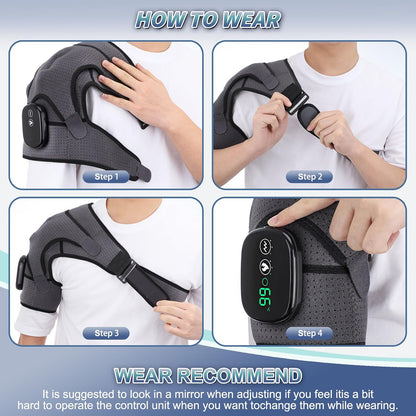 Cordless Shoulder Massager with Heat and Vibration, 3 Heat & 3 Vibration