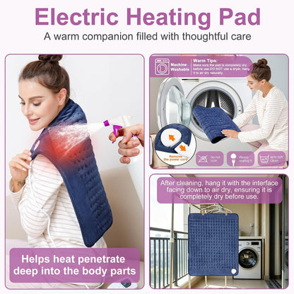 Heating Pad,Heated Blanket,Heating Pad for Back Neck,Grey,24x12 Inch | Electric Heating Pad,Dry/Moist Heat Heating Pads,Heating Pads for Shoulder,Abdomen,Heat Pad for Women Men,Birthday Gift