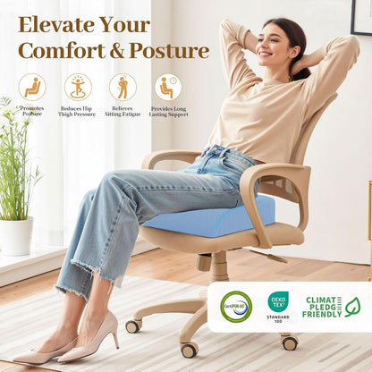TranquilRelax Memory Foam Seat Cushion for Office Chair, 3-Inch, Black | Medium-firm Support for Long Sitting, Washable Mesh Cover, Non-slip Base, Perfect for Car Seats & Short Drivers