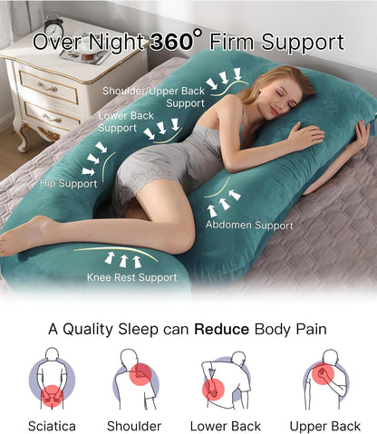 ALLOPERA Pregnancy Pillows for Sleeping, 57-Inch U-Shaped Full Body Maternity Pillow with Adjustable Fill and Removable Washable Cover, Back, Belly, Hip and Leg Support for Pregnant Women, Black Grey
