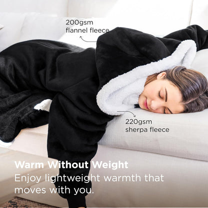 Bedsure Wearable Blanket Sherpa Hoodie Gifts, Sweatshirt, Grey, Standard