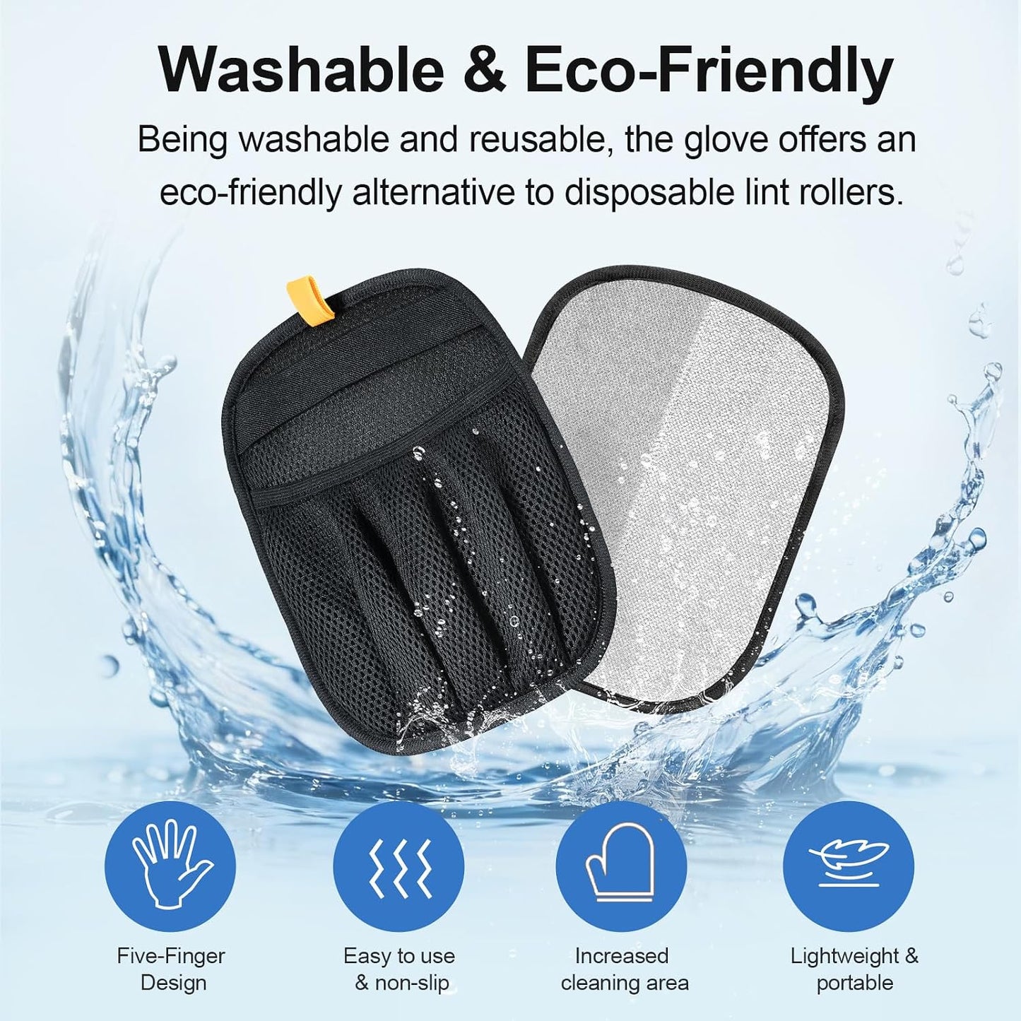 Pet Hair Removal Glove Cat & Dog, Electrostatic Reusable Hair Remover Tool | Upgraded washable 5-Finger pet hair remover works for laundry, couch, carpet & car seat, removes dog and cat fur easily
