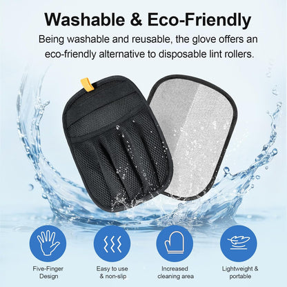 Pet Hair Removal Glove Cat & Dog, Electrostatic Reusable Hair Remover Tool | Upgraded washable 5-Finger pet hair remover works for laundry, couch, carpet & car seat, removes dog and cat fur easily