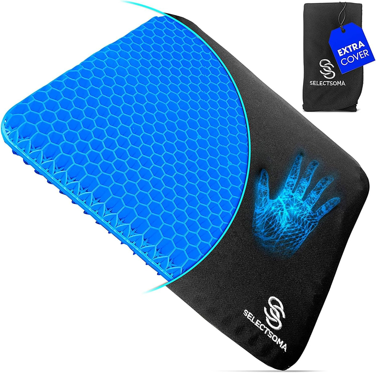 Gel Seat Cushion for Long Sitting, Pressure Relief for Tailbone and Back