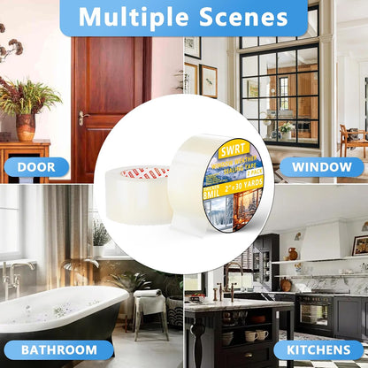 SWRT 2" x30YD 8Mil Window Sealing Tape No Residue | 8 mil thick, heavy duty, transparent, Window seal kit for summer heat, Window insulation in summer, Sealling window AC units,