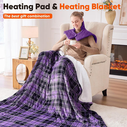 Weighted Heating Pad for Neck Shoulders and Back, Mothers Day Gifts for Mom Wife Grandma, Birthday Gifts for Women Men Dad, Instant Electric Heated Blanket with 9 Heat Options 4 Auto-Off Timer, Grey
