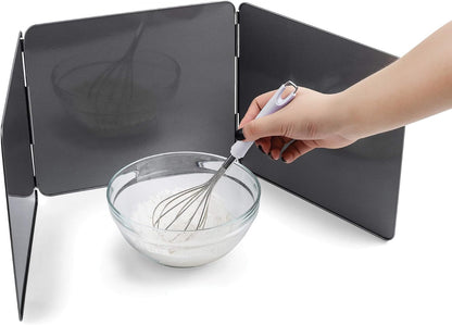 Fox Run Splatter Shield, 3 Sided Frying Splatter Guard For Stove Top | Keep Stoves & Counters Clean | 3 Panel Oil Splatter Guard | Non-Stick Splash Guard For Easy Clean Up | Home Frying Essential