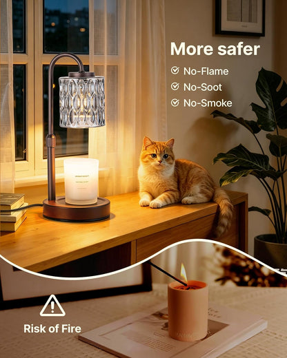 CASTLELIFE Dimmable Candle Warmer Lamp with Timer, Height Adjustable Candle Warmer for Jar Candles, Electric Wax Melt Warmer for Home Decor House Warming Gifts, Birthday Gifts for Women, Black Clear