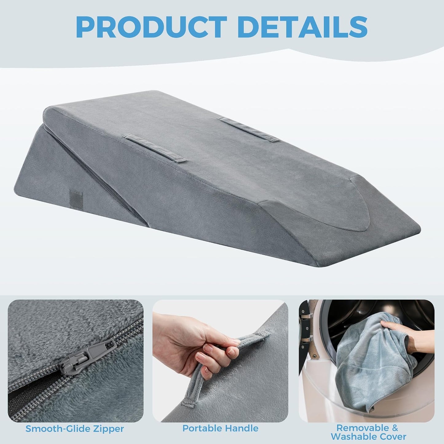 Ganondorf Adjustable Knee Wedge Pillow for Sleeping, Orthopedic Leg Elevation Pillow with Foam, Leg Pillow for Side Sleepers, Knee, Hip & Back Pain Relief, Sciatica, Swelling, Edema, Circulation
