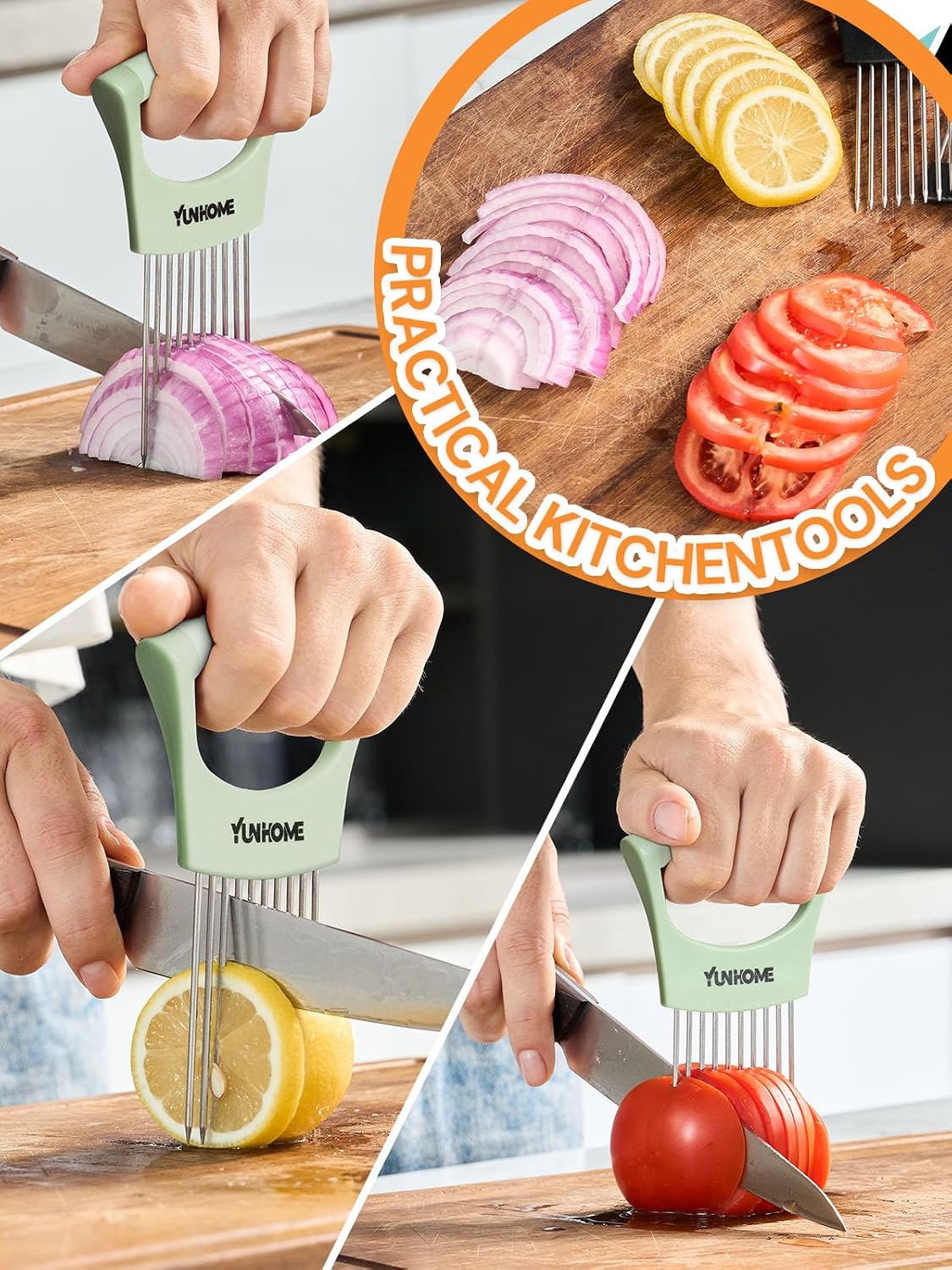 Onion Holder for Slicing | Onion Slicer Holder | Tomato Cutter for Slicing of Lemon Avocados Eggs and Fruit, Multifunctional Vegetable Chopper, Home Essentials & Kitchen Gadgets Tool for Food Prep
