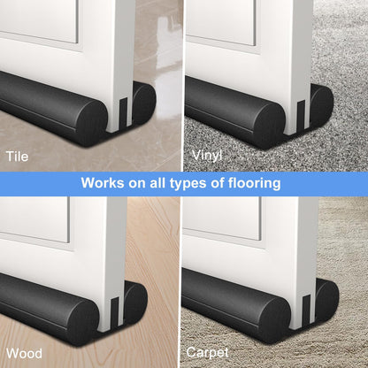 2 Pack Large Door Draft Stopper for Bottom of Doors 36 Inch Door Sweep Weather Stripping Noise Blocker Under Door Draft Noise Black Stoppers Adjustable Twin Door Sweep Draft (2 Pack)