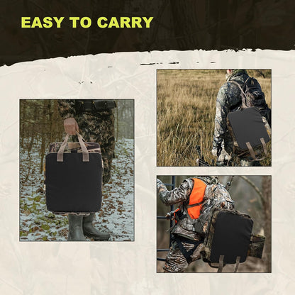 Heated Hunting Seat Cushion with Backrest, Adjustable Hunting Seat for Tree Stand & Ladder Stand, Portable Seat Pads for Hunting,Ice Fishing,Hiking,Camping (Battery not Included) (Camouflage)