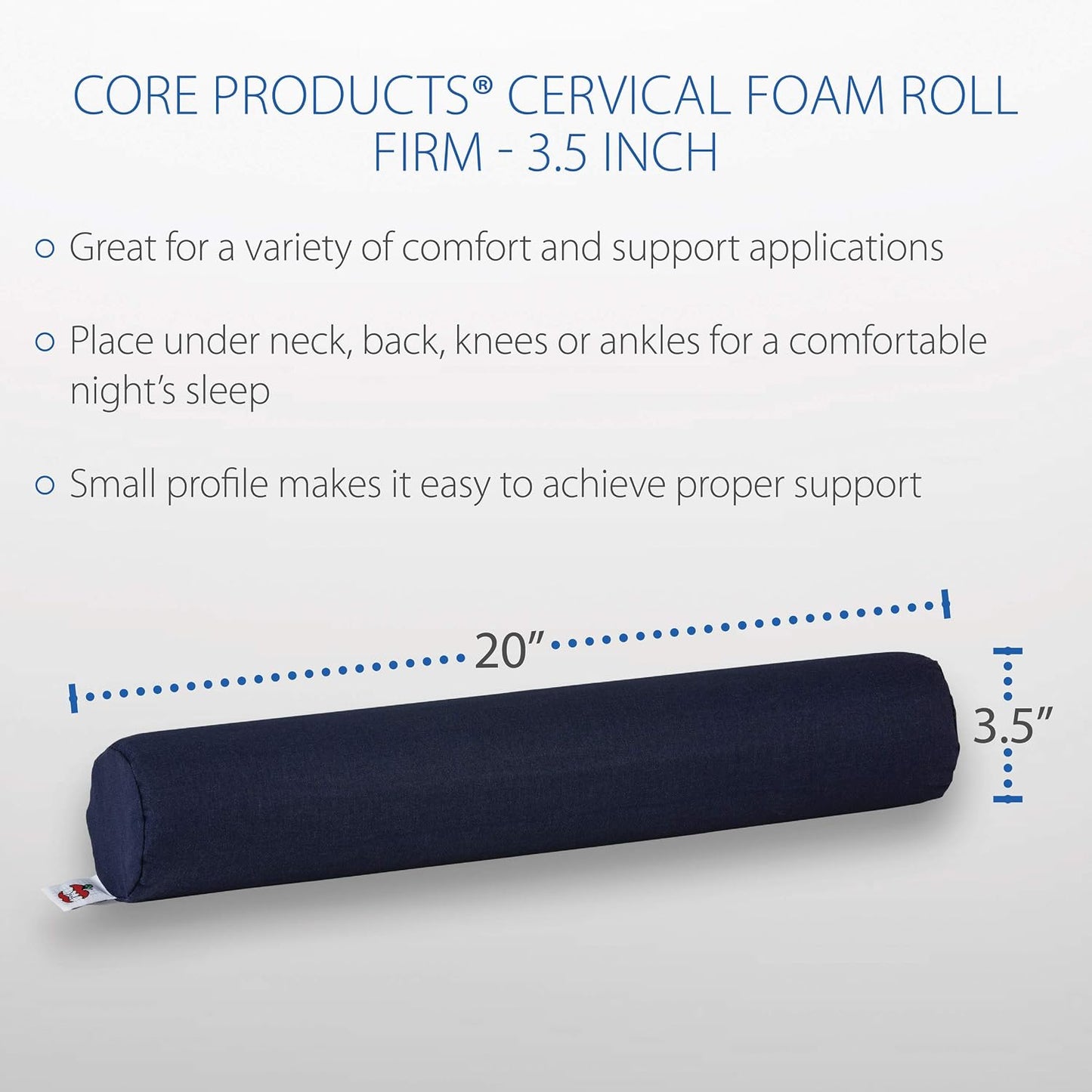 Core Cervical Foam Roll for Neck Support & Sleeping Alignment, 20x 3, Gent | Cervical roll supports the natural curve of the neck for comfortable sleeping, resting and travel.